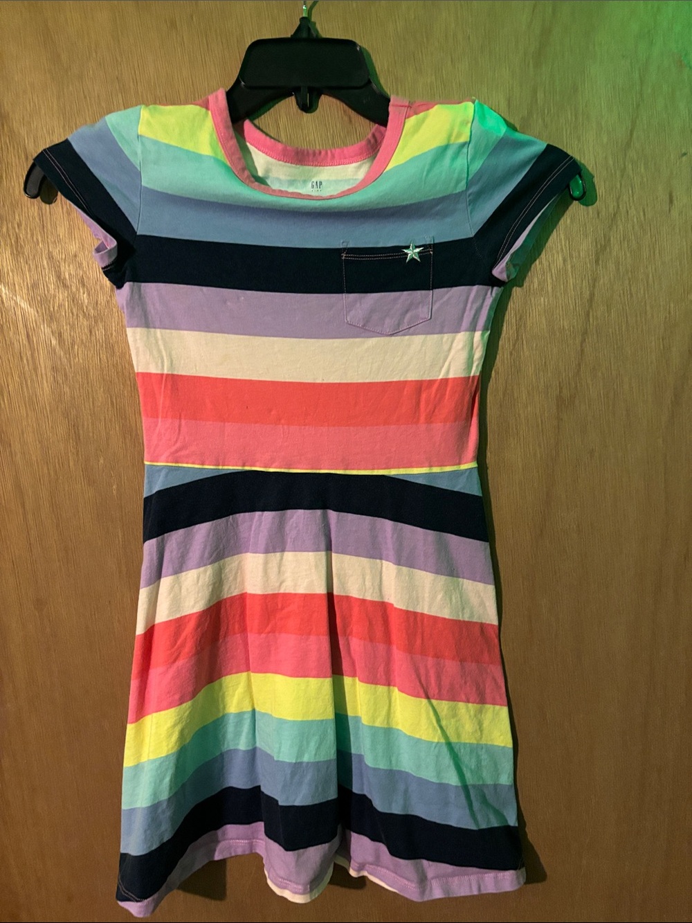 GAP Girls' Rainbow Stripe Short Sleeve Dress - Multi Color